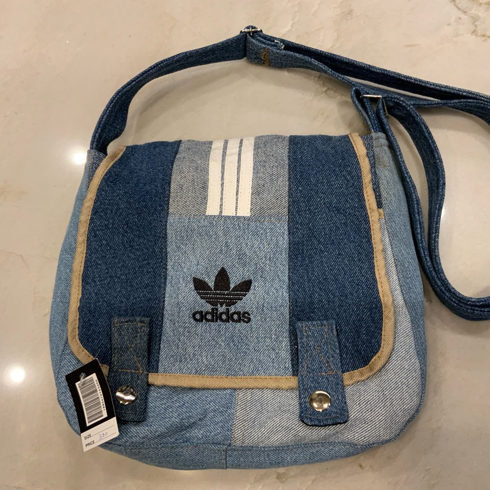 Vintage unique Adidas Blue Denim Crossbody Bag
